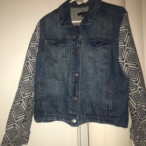 Jean jacket w/ tribal sleeves